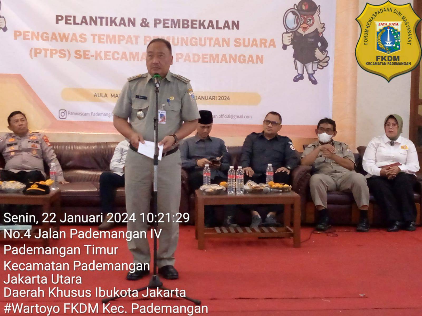 Pelantikan dan Pembekalan Pengawas Tempat Pemungutan Suara (PTPS) se-Kecamatan Pademangan 1