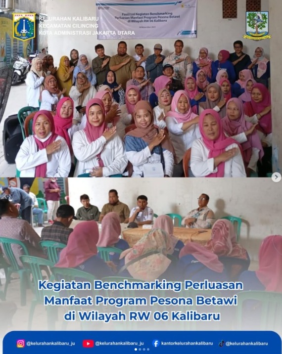 kegiatan benchmarking dan studi banding program unggulan “Pesona Betawi” yang berlokasi di RW 06 Kelurahan Kalibaru 1