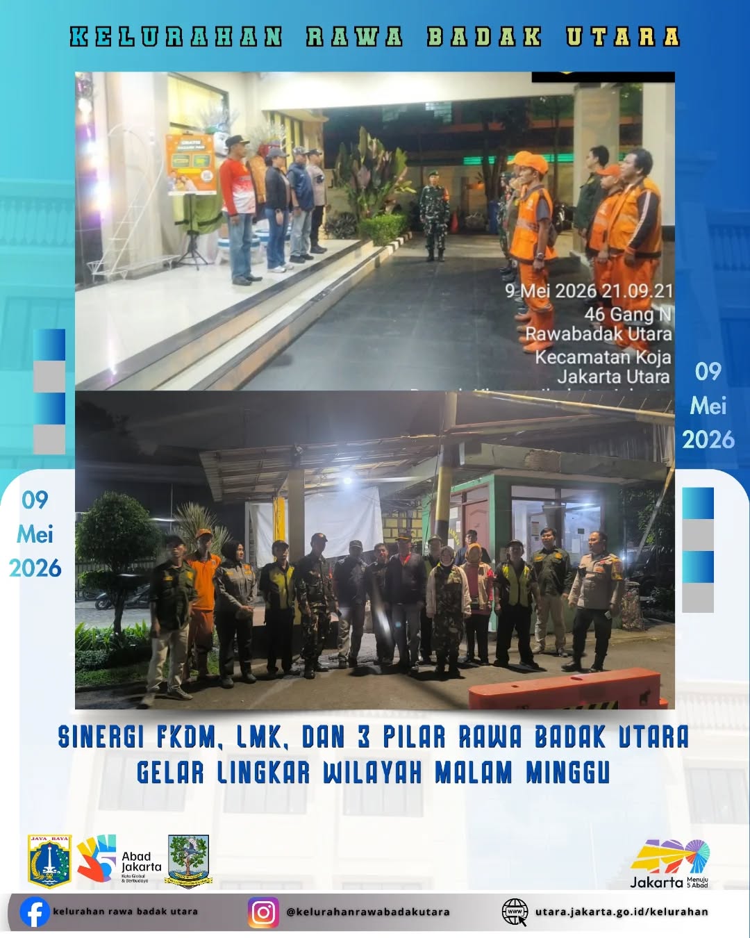 SINERGI FKDM , LMK , DAN 3 PILAR RAWA BADAK UTARA GELAR LINGKAR WILAYAH MALAM MINGGU 2