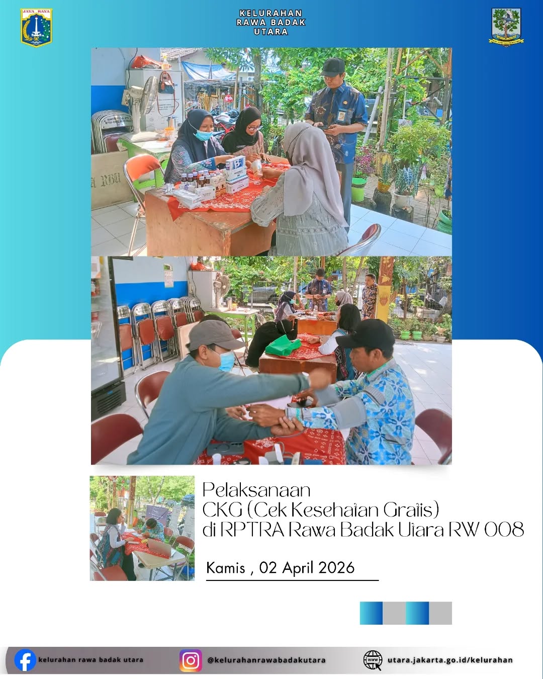 CKG (Cek Kesehatan Gratis) di RPTRA Rawa Badak Utara RW 008 2