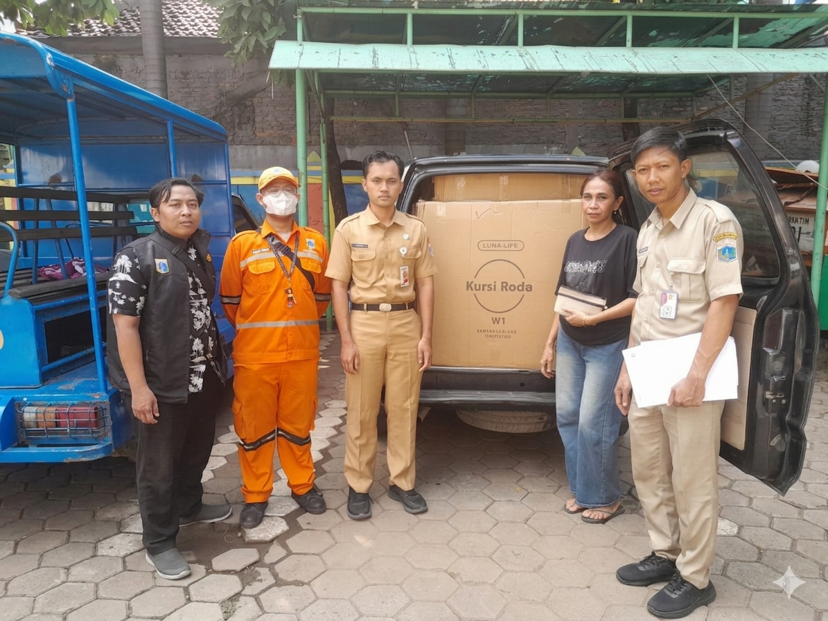 Sudin Sosial Jakarta Utara Serahkan Bantuan Kursi Roda untuk Warga Pademangan Timur 1