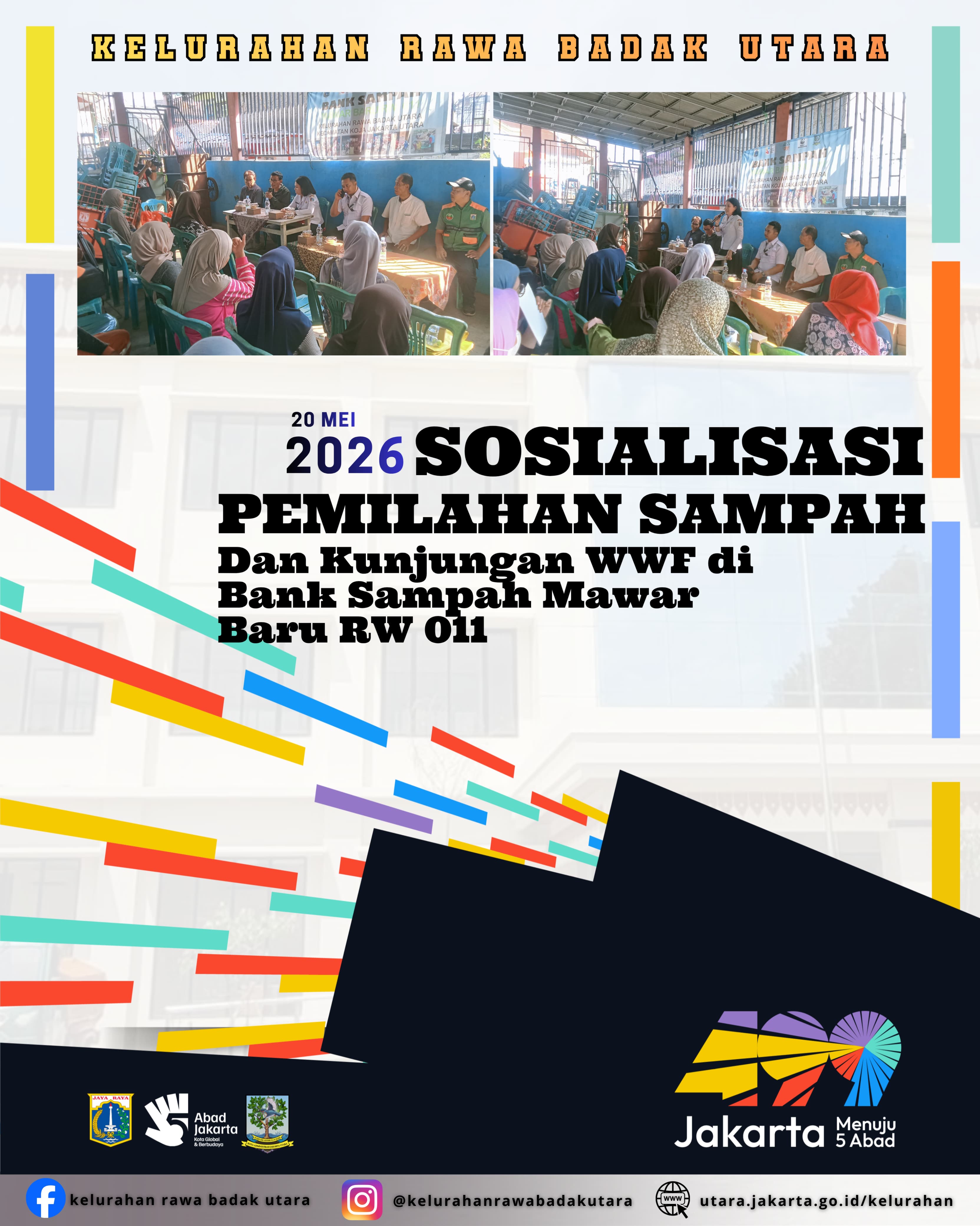 Sosialisasi Pemilahan Sampah dan Kunjungan WWF di Bank Sampah Mawar Baru RW 011 3