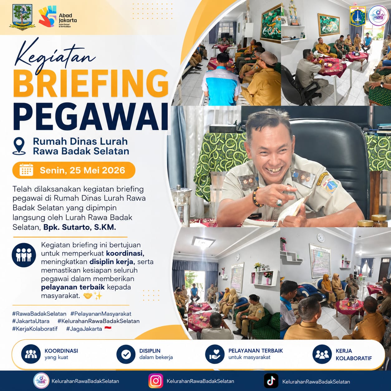 Briefing Pegawai Tingkatkan Koordinasi dan Pelayanan di Kelurahan Rawa Badak Selatan 5