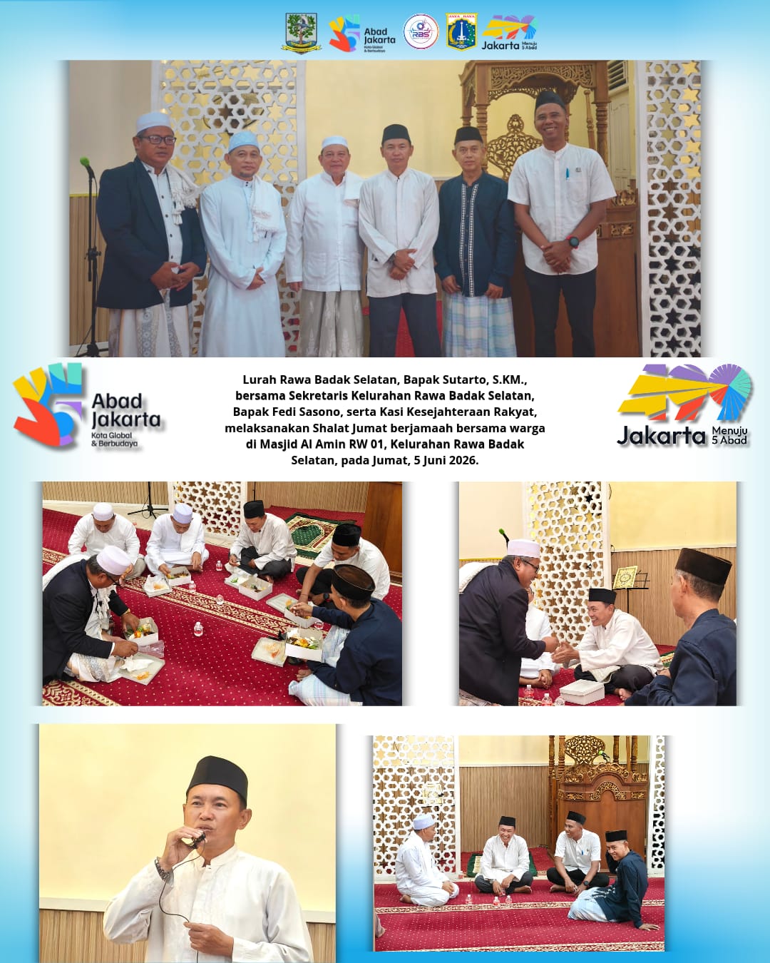 Lurah dan Jajaran Kelurahan Rawa Badak Selatan Laksanakan Shalat Jumat Bersama Warga di Masjid Al Amin RW 01 6