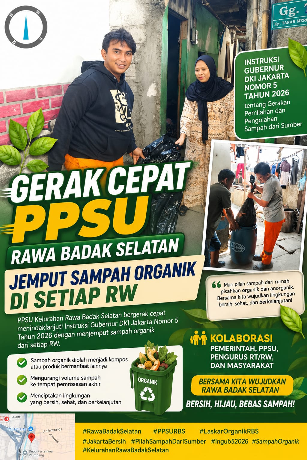 PPSU Rawa Badak Selatan Gencarkan Pengambilan Sampah Organik dari Setiap RW 8