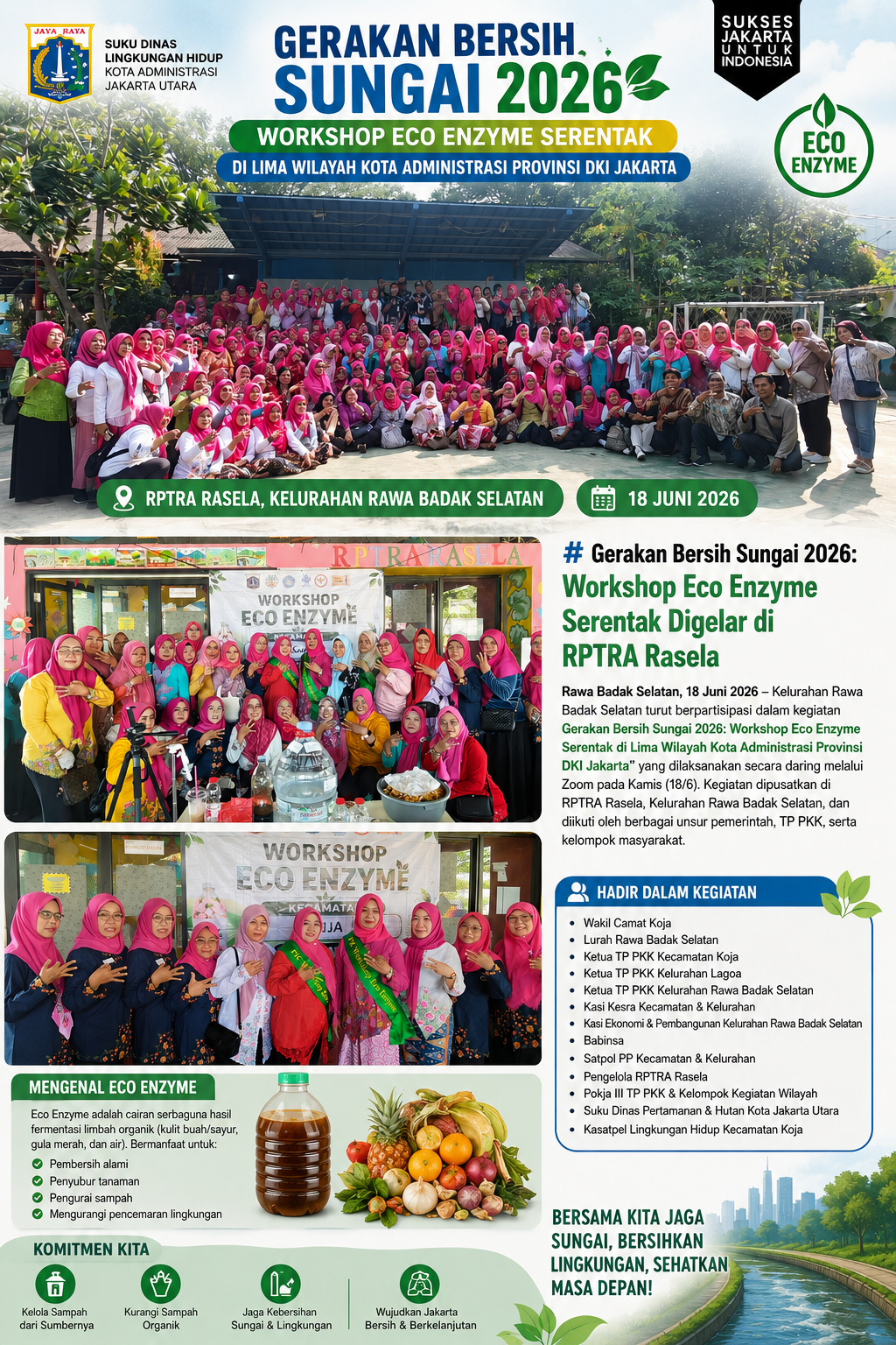 Gerakan Bersih Sungai 2026: Workshop Eco Enzyme Serentak Digelar di RPTRA Rasela 7
