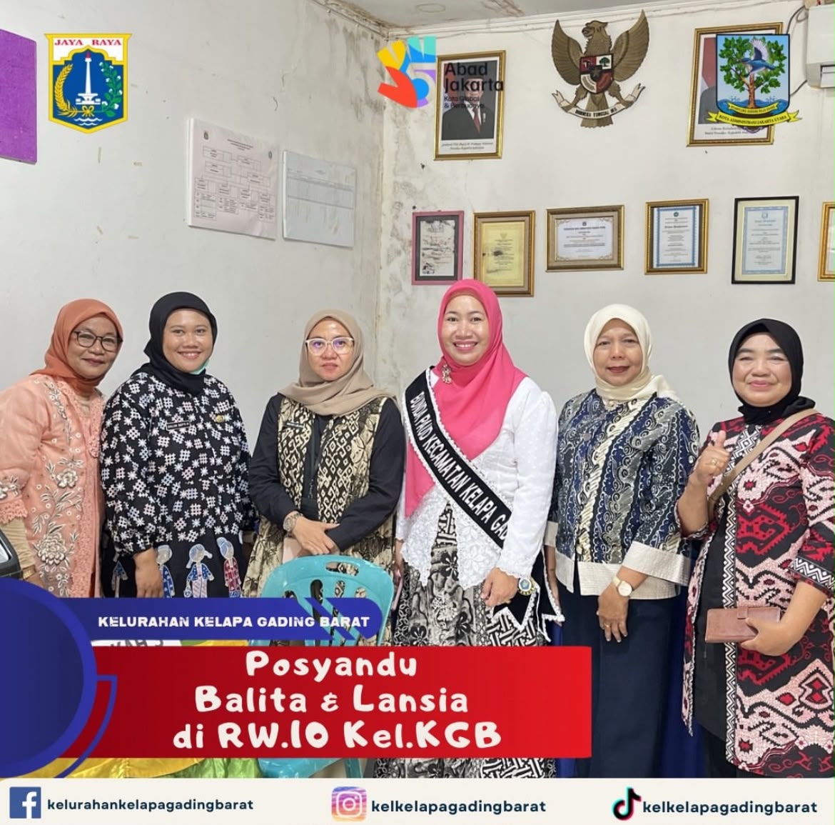 Monitoring Posyandu Balita dan Lansia yang bertempat di Kantor Sekretariat RW.10 Kelurahan Kelapa Gading Barat 1