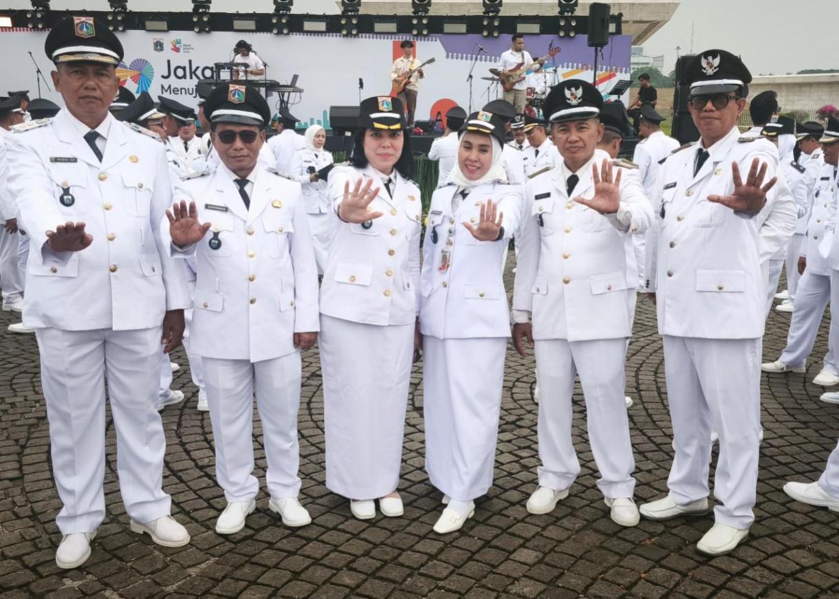 ASN Kelurahan Lagoa Ikuti Upacara HUT Jakarta ke-499 Secara Daring, Lurah Hadiri Upacara di Silang Monas 3