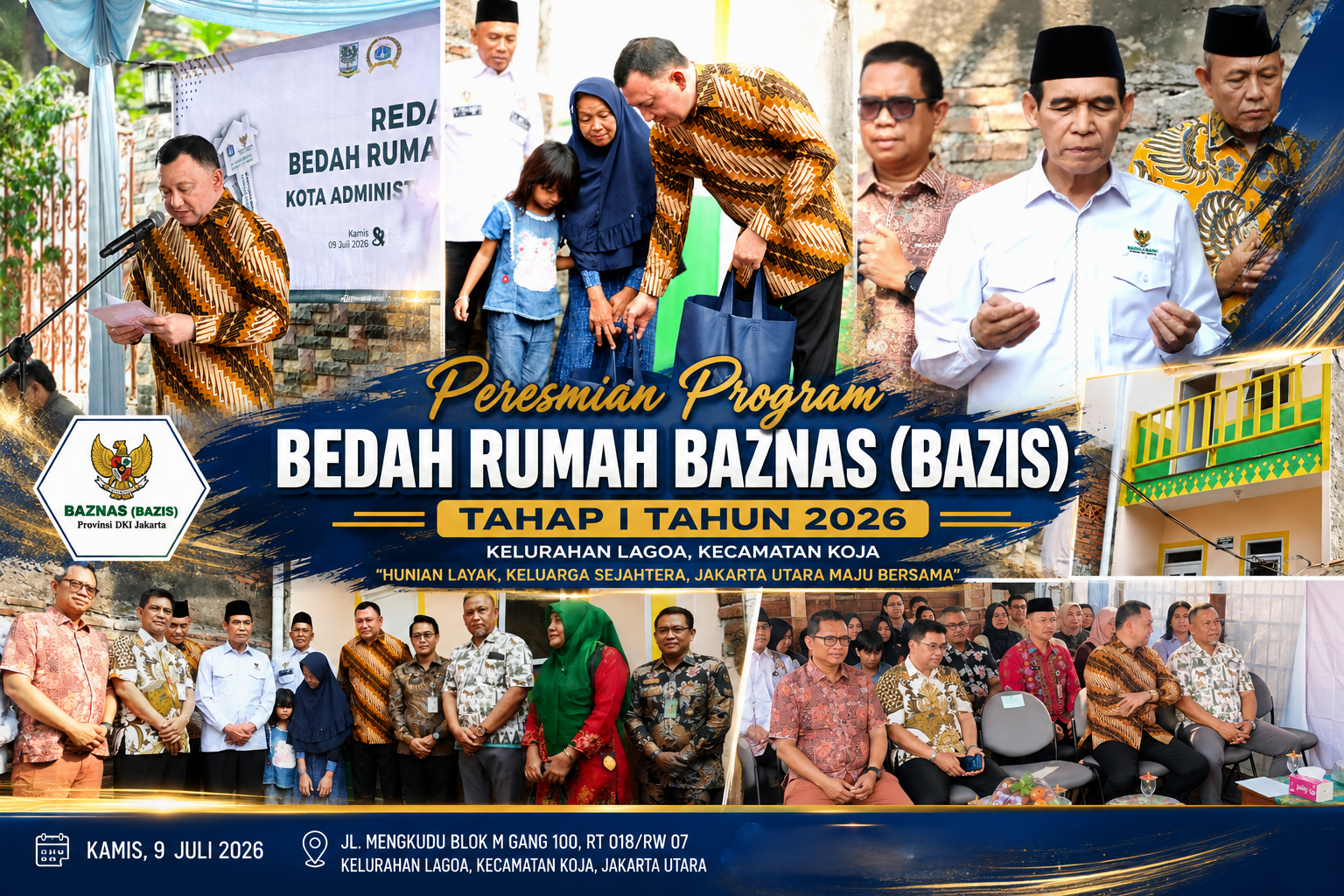 Lurah Rawa Badak Selatan Hadiri Peresmian Program Bedah Rumah BAZNAS (BAZIS) Tahap I Tahun 2026 di Kelurahan Lagoa 12
