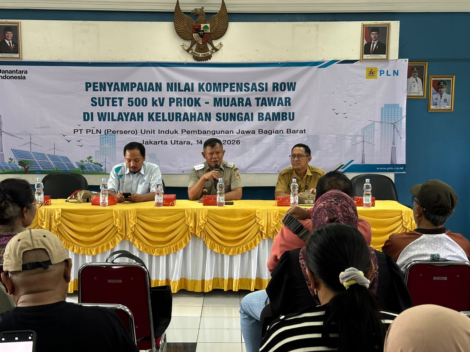Camat Tanjung Priok Buka Kegiatan Penyampaian Nilai Kompensasi ROW SUTET 500KV untuk Warga Sungai Bambu 2