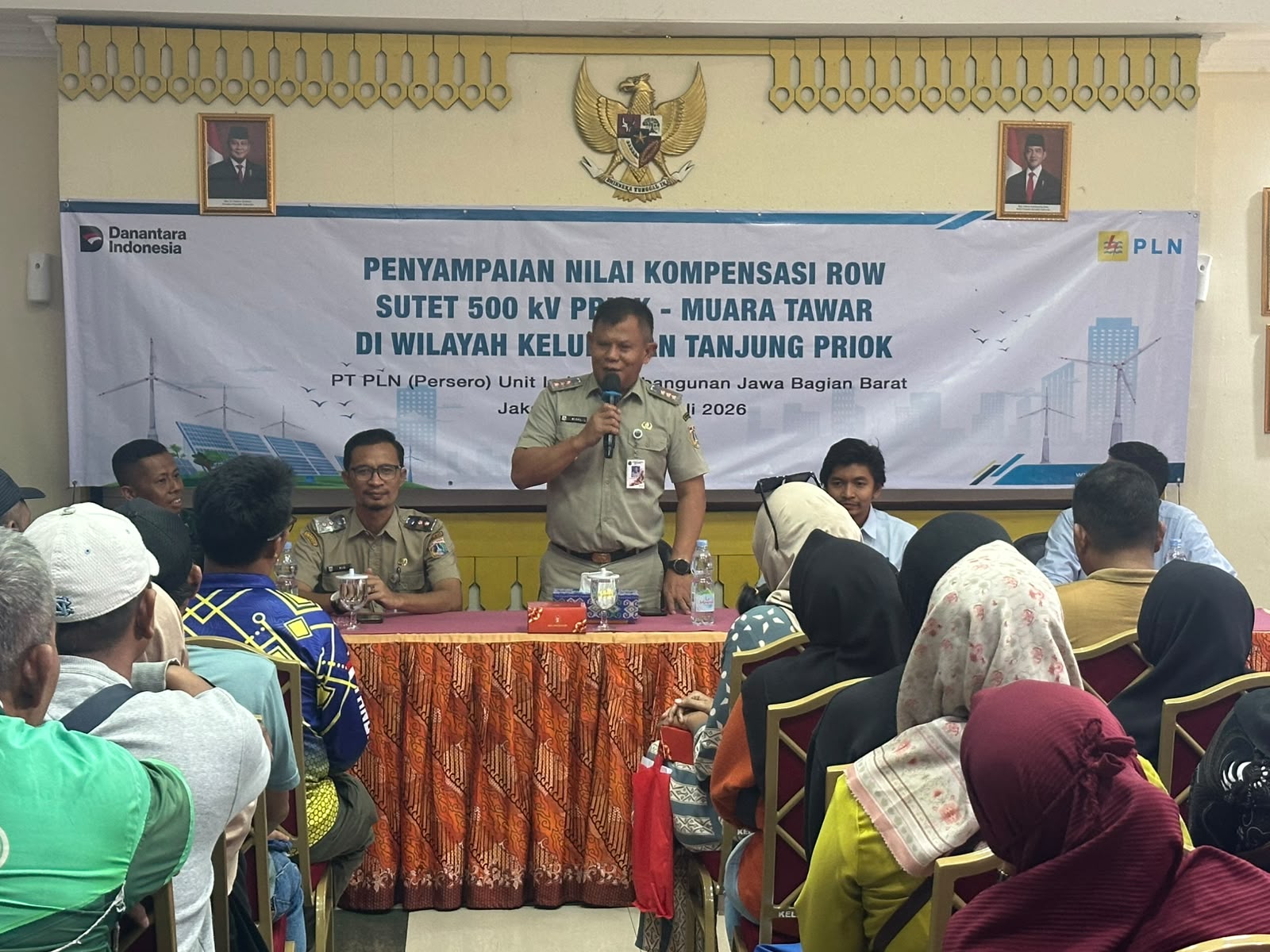 Camat Tanjung Priok Buka Kegiatan Penyampaian Nilai Kompensasi ROW SUTET 500KV Jalur Priok - Muara Tawar 2
