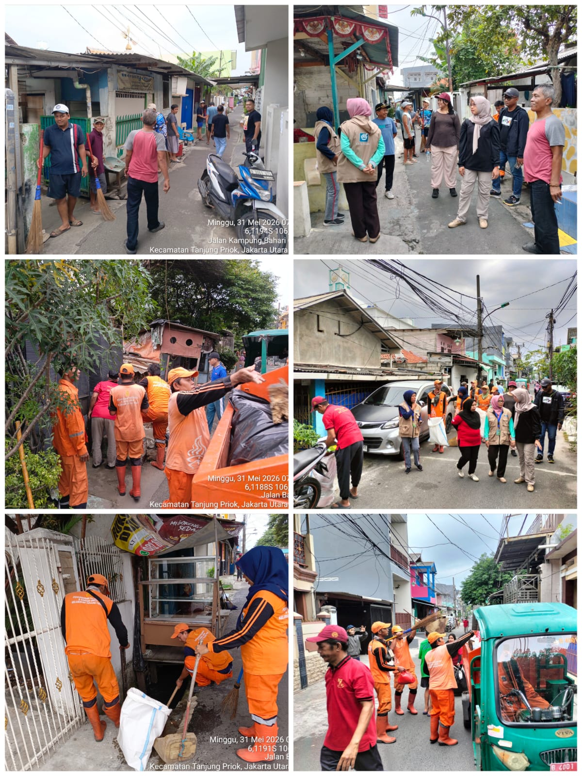 Kasi Ekonomi dan Pembangunan bersama Kasi Kesejahteraan Rakyat Kelurahan Tanjung Priok melaksanakan kegiatan monitoring kerja bakti warga di RW 02. 1