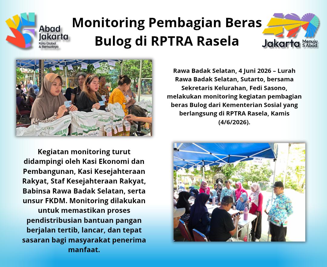 Monitoring Pembagian Beras Bulog di RPTRA Rasela Berjalan Tertib dan Lancar 2