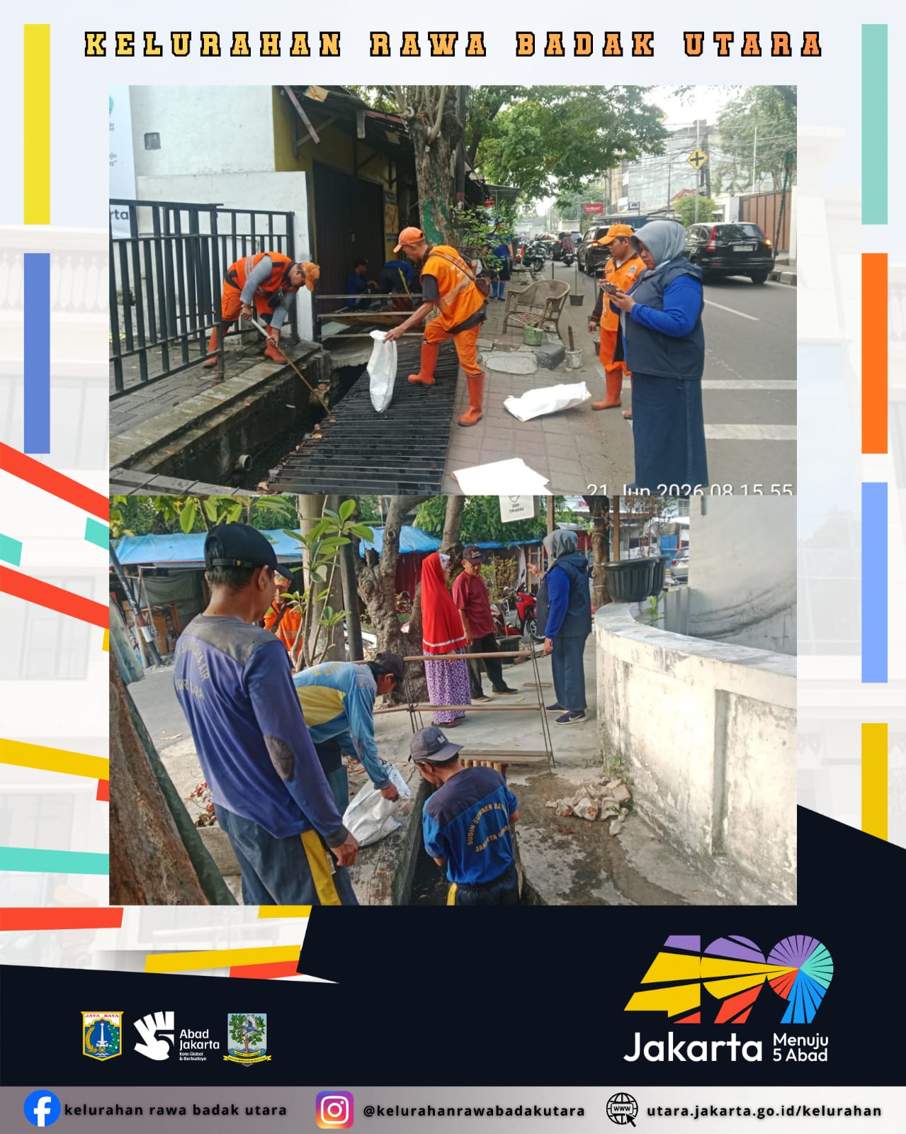 kegiatan Kerja Bakti di wilayah RW 012 Kelurahan Rawa Badak Utara pada Minggu, 21 Juni 2026. 3