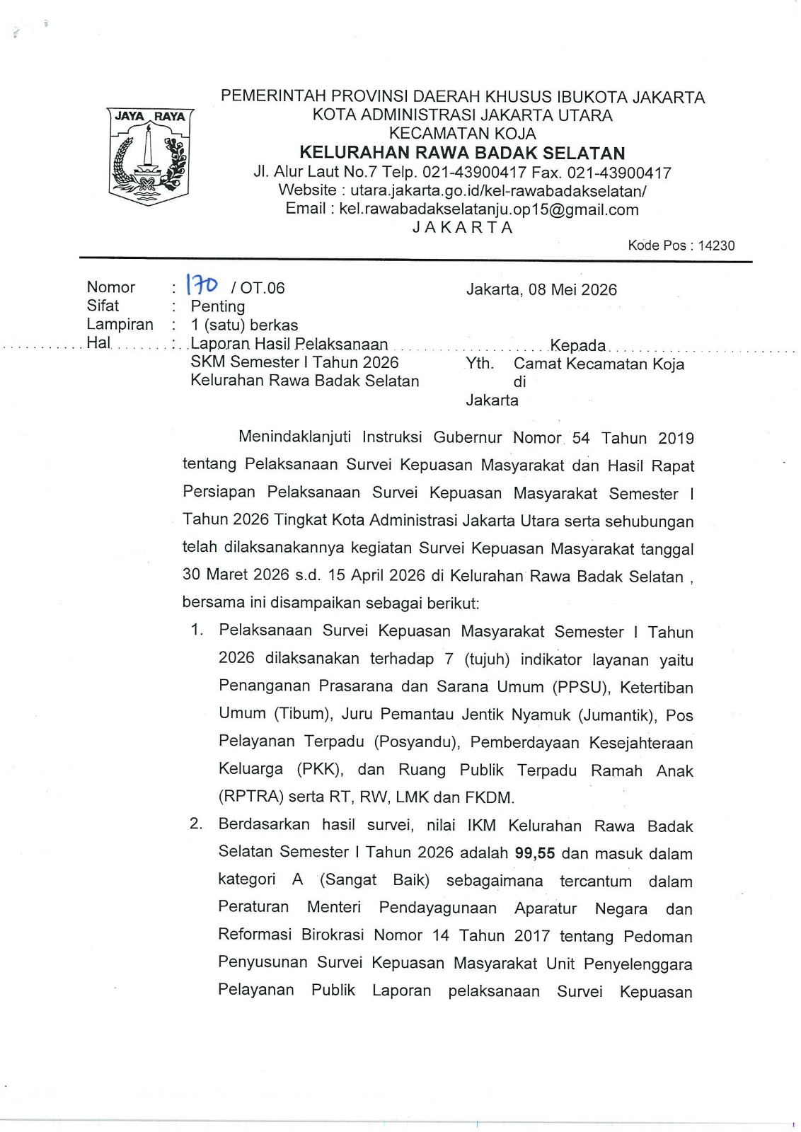 Survey Kepuasan Masyarakat Tahun 2026 Semester 1 Kelurahan Rawa Badak Selatan 2